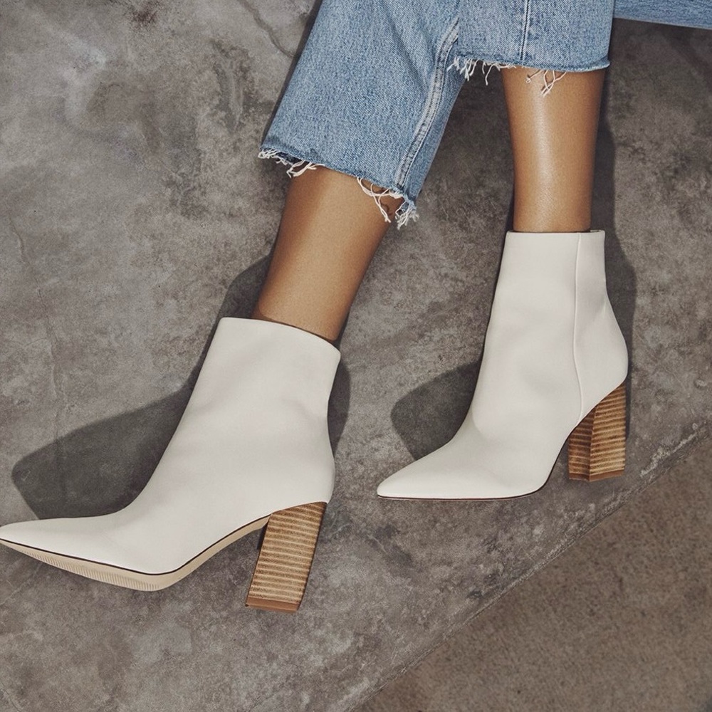 Marc Fisher Umika Pointed Toe Booties in White | US 7